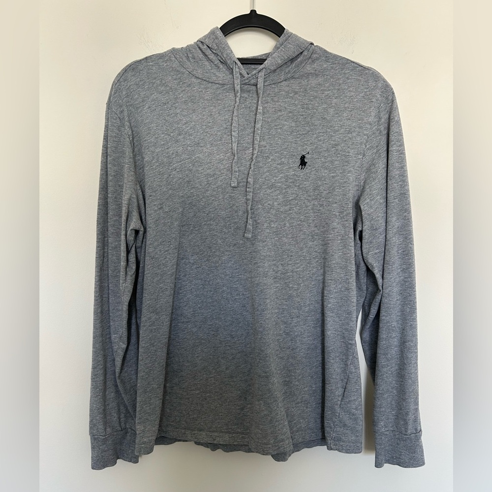 Polo Ralph Lauren‎ Gray Shirt Hoodie Size Medium 100% Cotton Lightweight